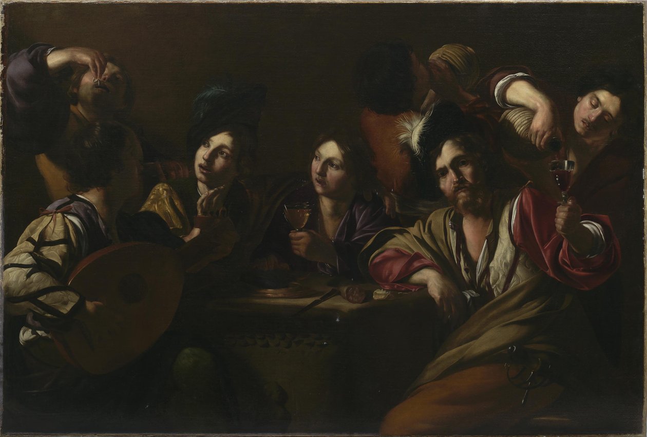Tavernakohtaus, noin 1619. tekijältä Bartolomeo Manfredi