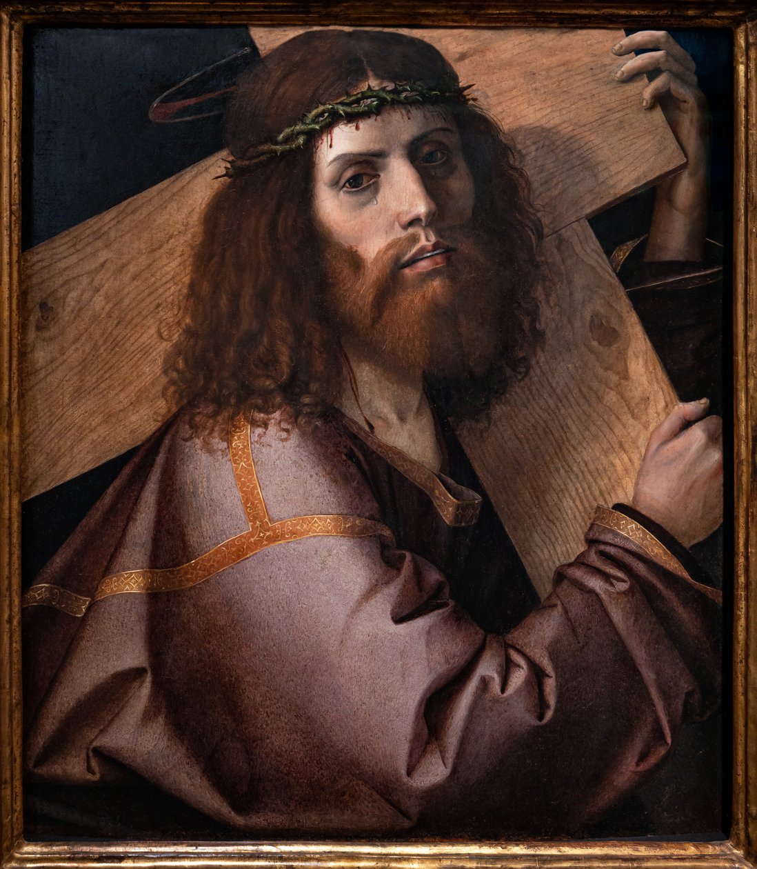 Kristus kantaa ristiä, ensimmäinen vuosikymmen 1500-luku (öljy paneelissa) tekijältä Bartolomeo Montagna
