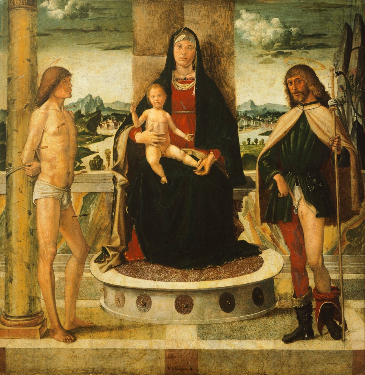 Madonna lapsen ja pyhien kanssa, kirjoittanut Bartolomeo Montagna (noin 1450-1523) tekijältä Bartolomeo Montagna
