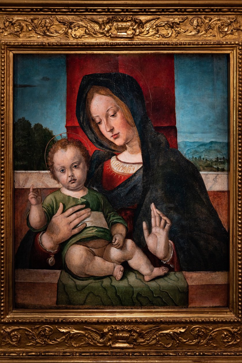 Madonna Jeesus-lapsen kanssa, 1400-luvun viimeinen vuosikymmen (öljy paneelissa) tekijältä Bartolomeo Montagna