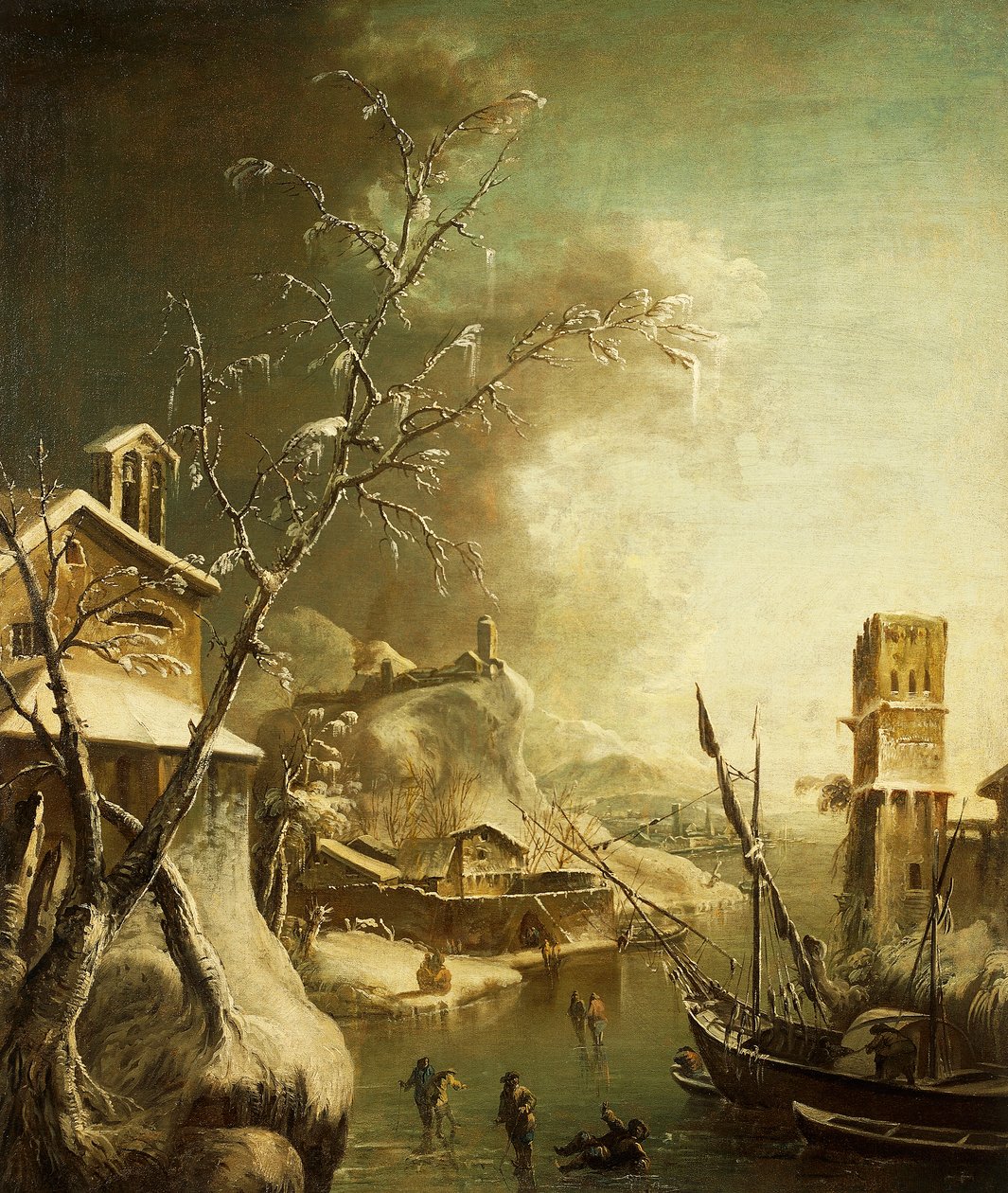 Talvimaisema, Bartolomeo Pedone (1665-1733), maalaus. tekijältä Bartolomeo Pedone