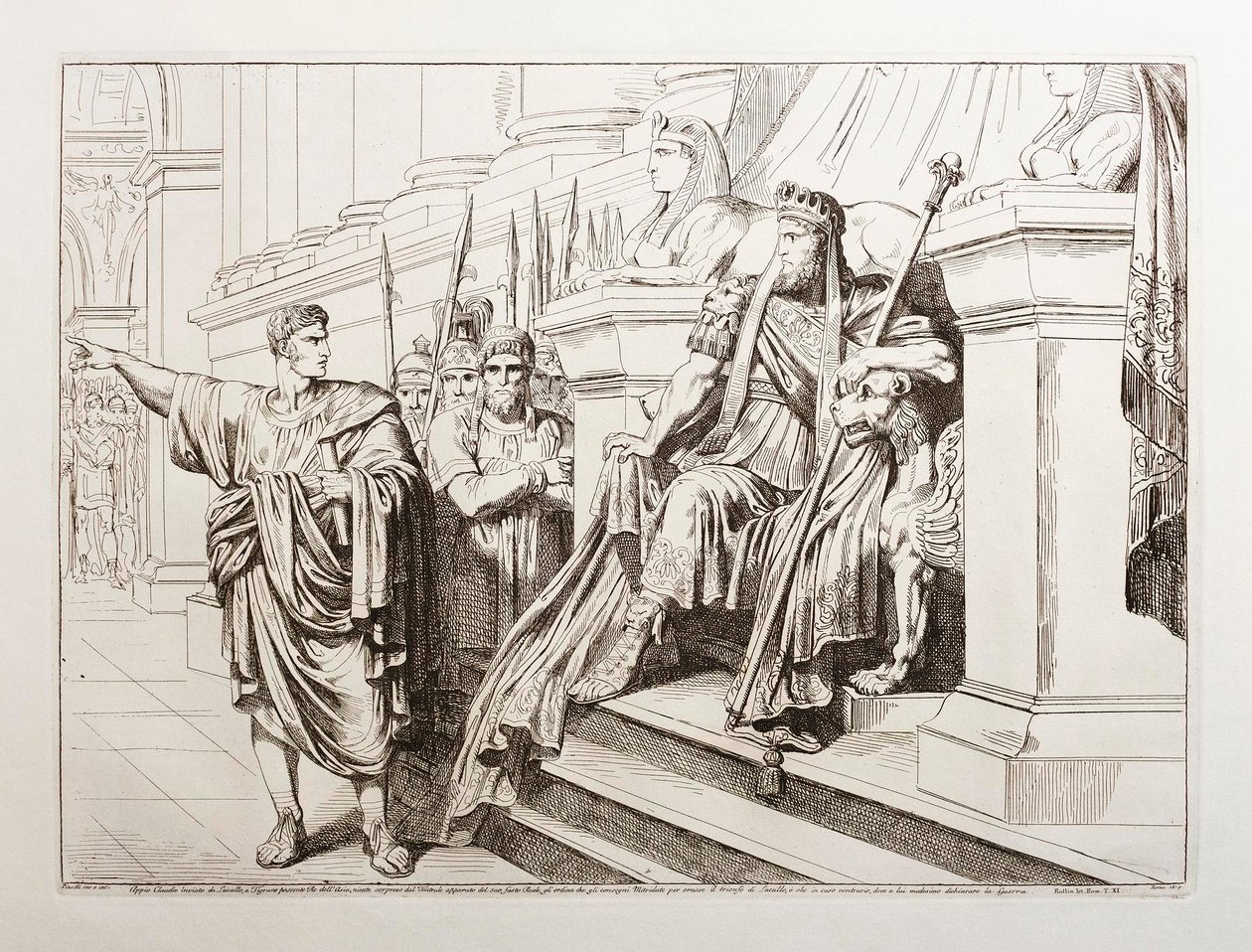 Appius Claudius esiintyy Armenian kuninkaan Tigranesin edessä tekijältä Bartolomeo Pinelli