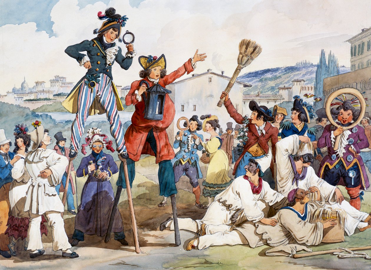Karnevaali Roomassa, kirjoittanut Bartolomeo Pinelli (1781-1835), Italia tekijältä Bartolomeo Pinelli