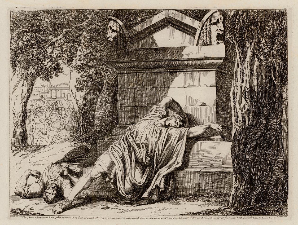 Gaius Gracchuksen kuolema tekijältä Bartolomeo Pinelli