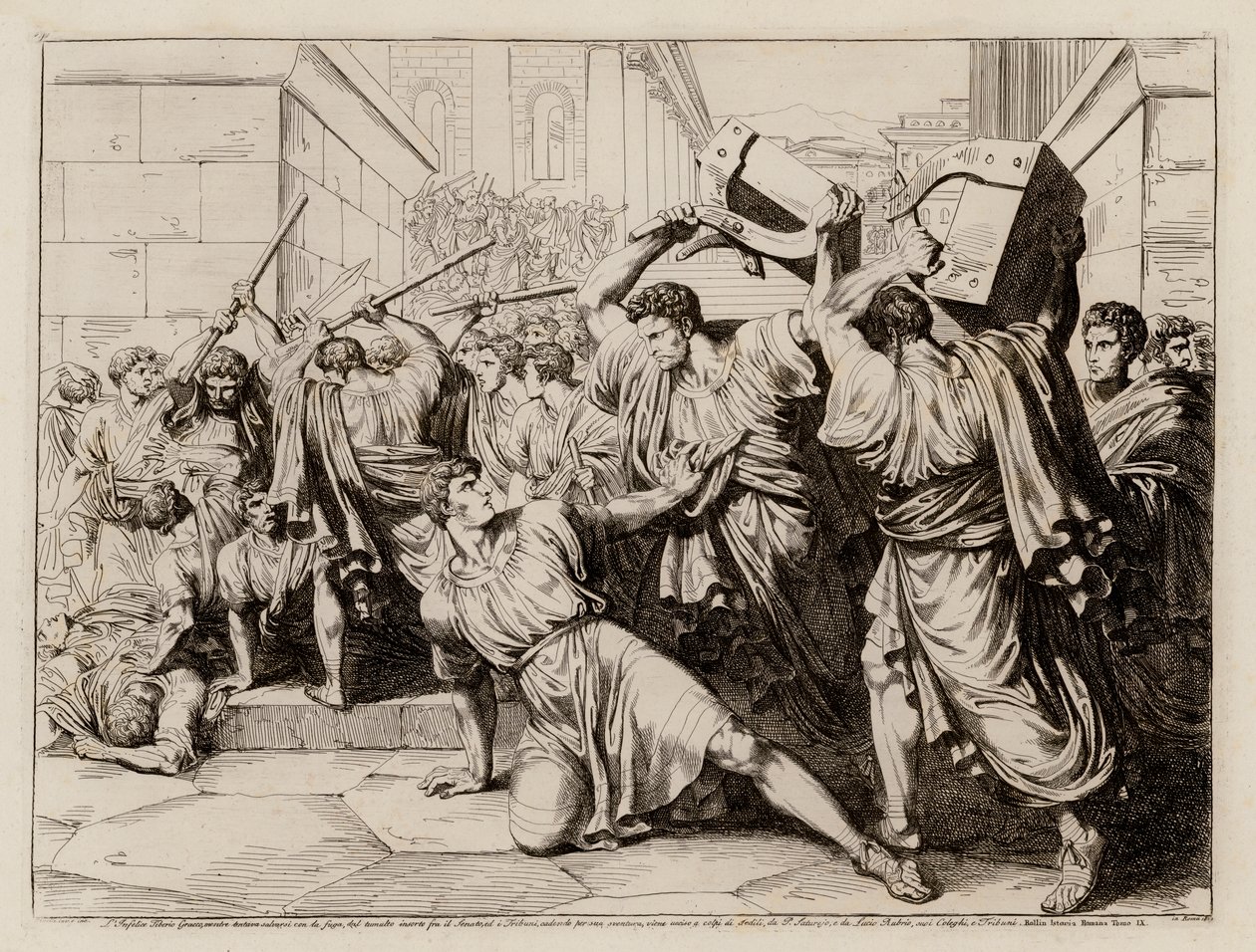 Tiberius Gracchuksen kuolema tekijältä Bartolomeo Pinelli