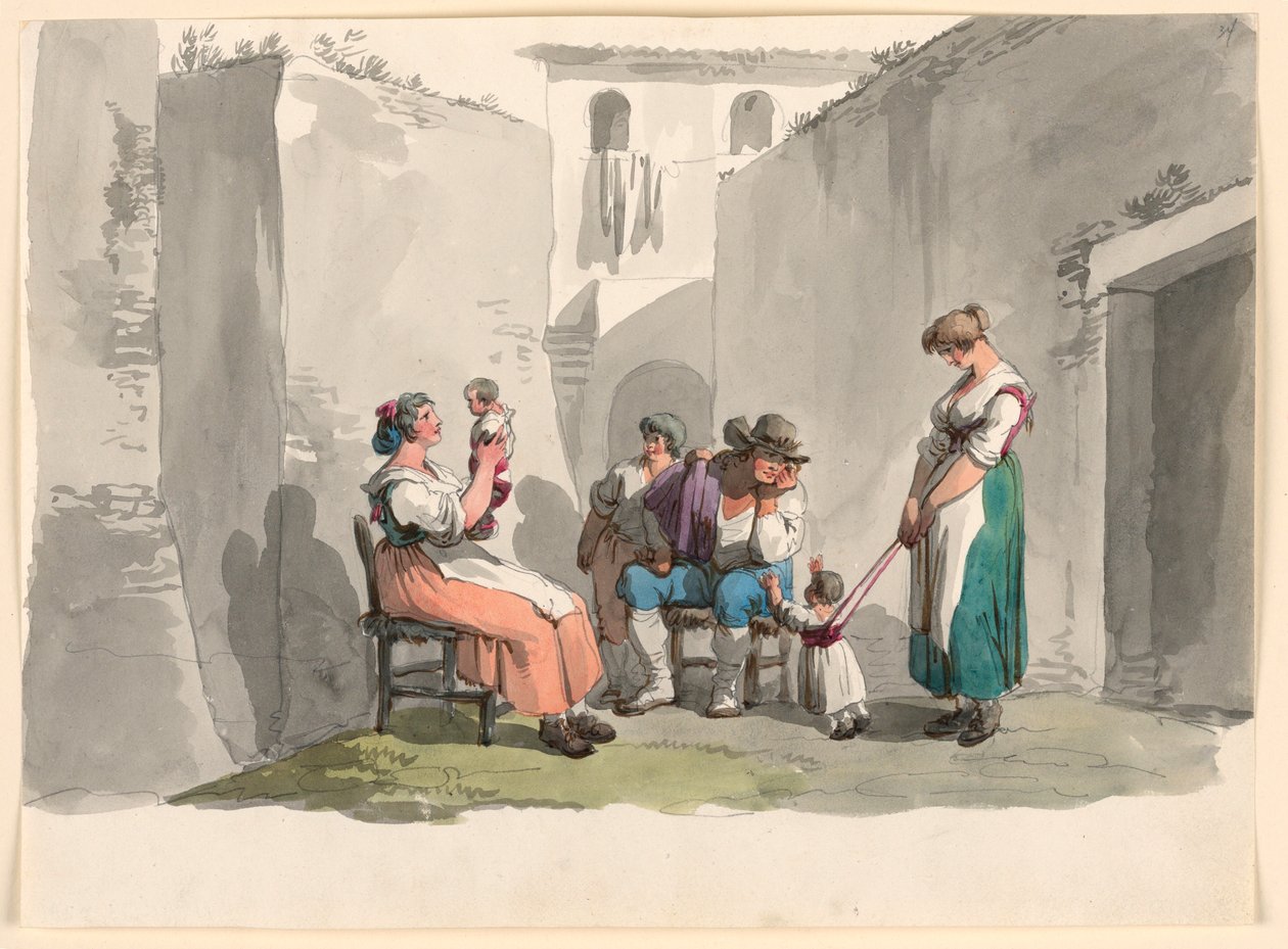Piirros, Tivolissa, 1807-08 tekijältä Bartolomeo Pinelli