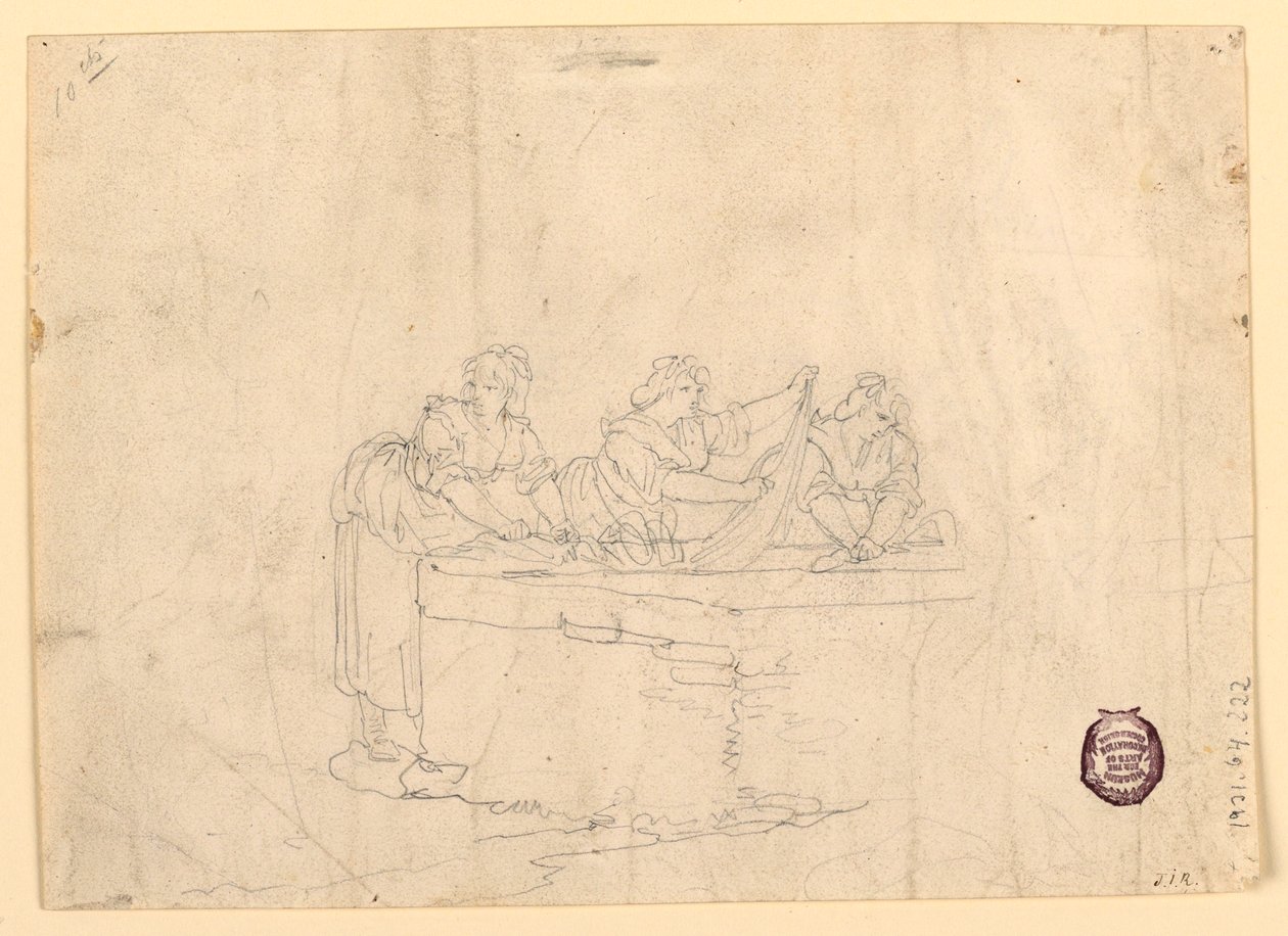Piirros, kolme naista pesemässä, 1800-25 tekijältä Bartolomeo Pinelli