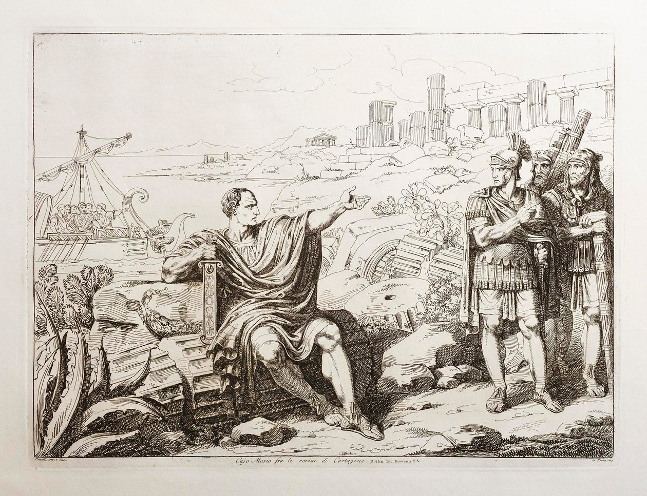 Gaius Marius Karthagon raunioiden keskellä tekijältä Bartolomeo Pinelli