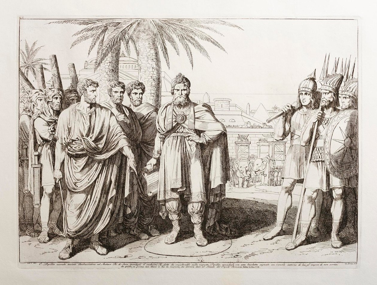 Gaius Popillius lähetetään lähettilääksi Syyrian kuninkaan Antiokhos IV:n luo tekijältä Bartolomeo Pinelli