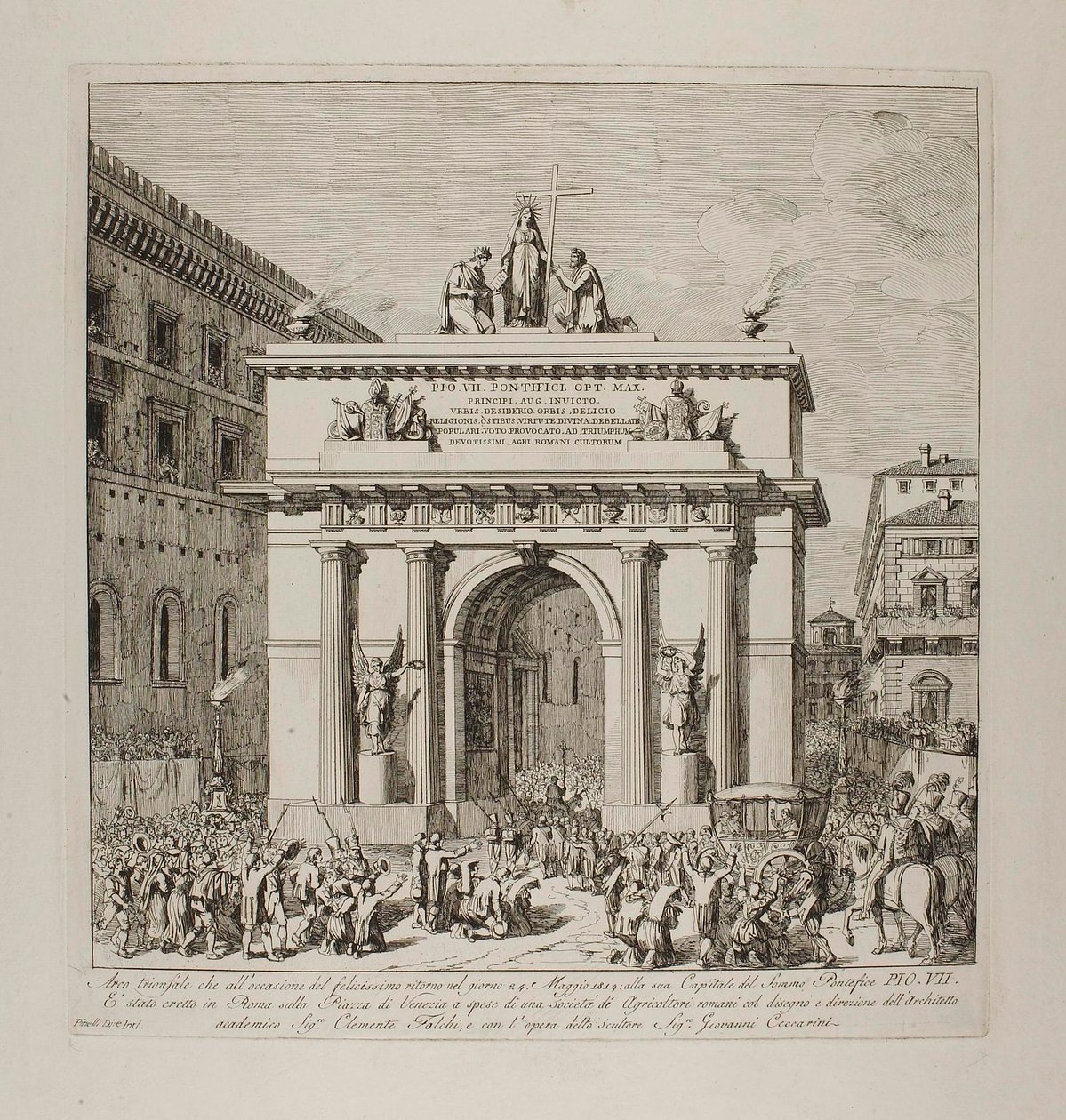 Pius VII:n voitokas saapuminen Roomaan 24. toukokuuta 1814 tekijältä Bartolomeo Pinelli