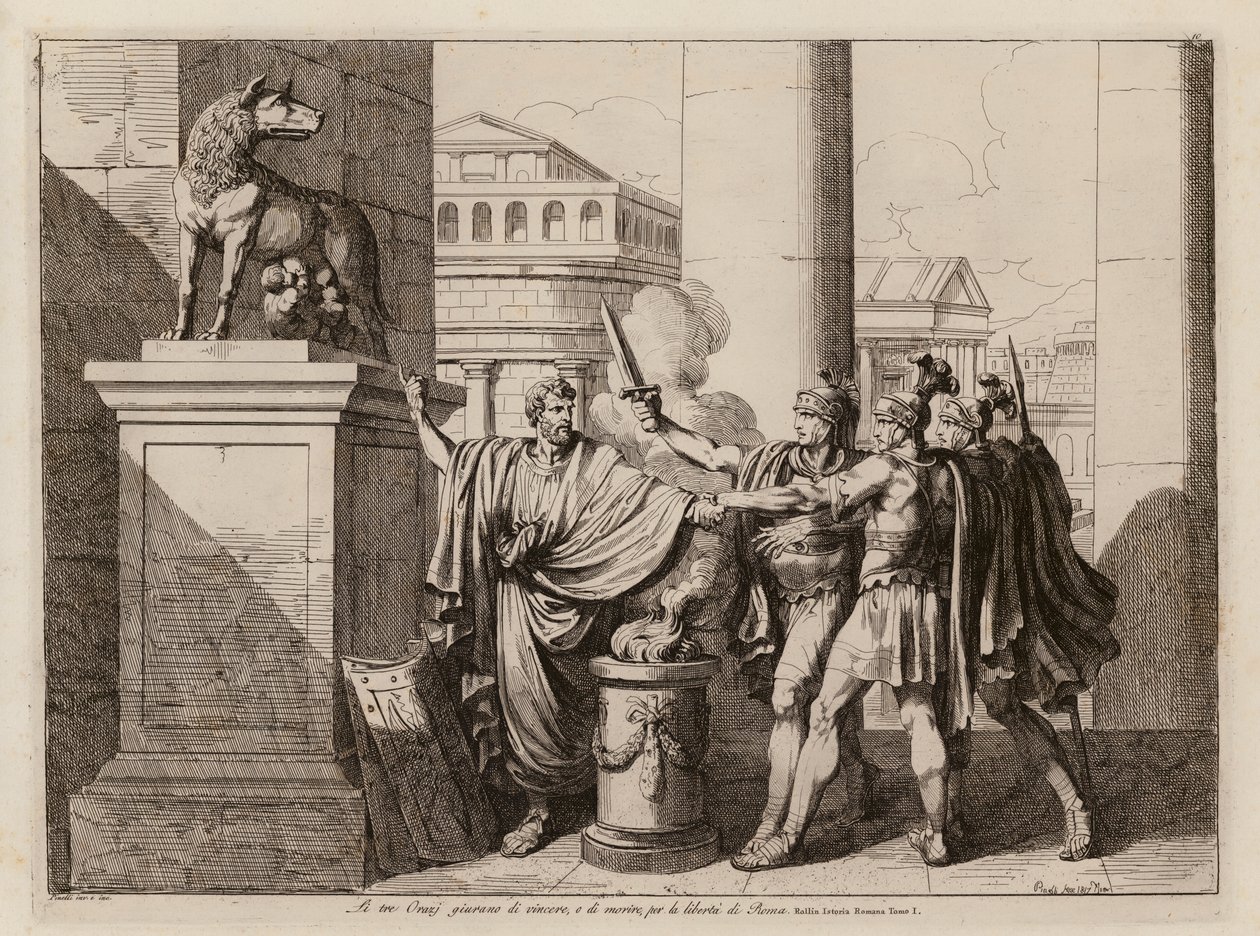 Horatiusten vala (etsaus) (etsaus) tekijältä Bartolomeo Pinelli