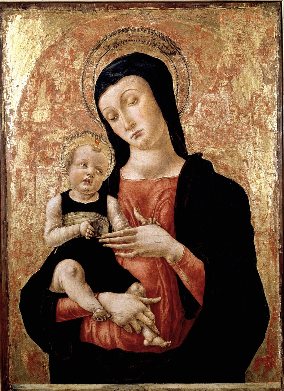 Neitsyt lapsen kanssa Bartolomeo Vivarinin maalaus (n. 1432-1491 jälkeen) 1400-luvun Venetsian museo Correr tekijältä Bartolomeo Vivarini
