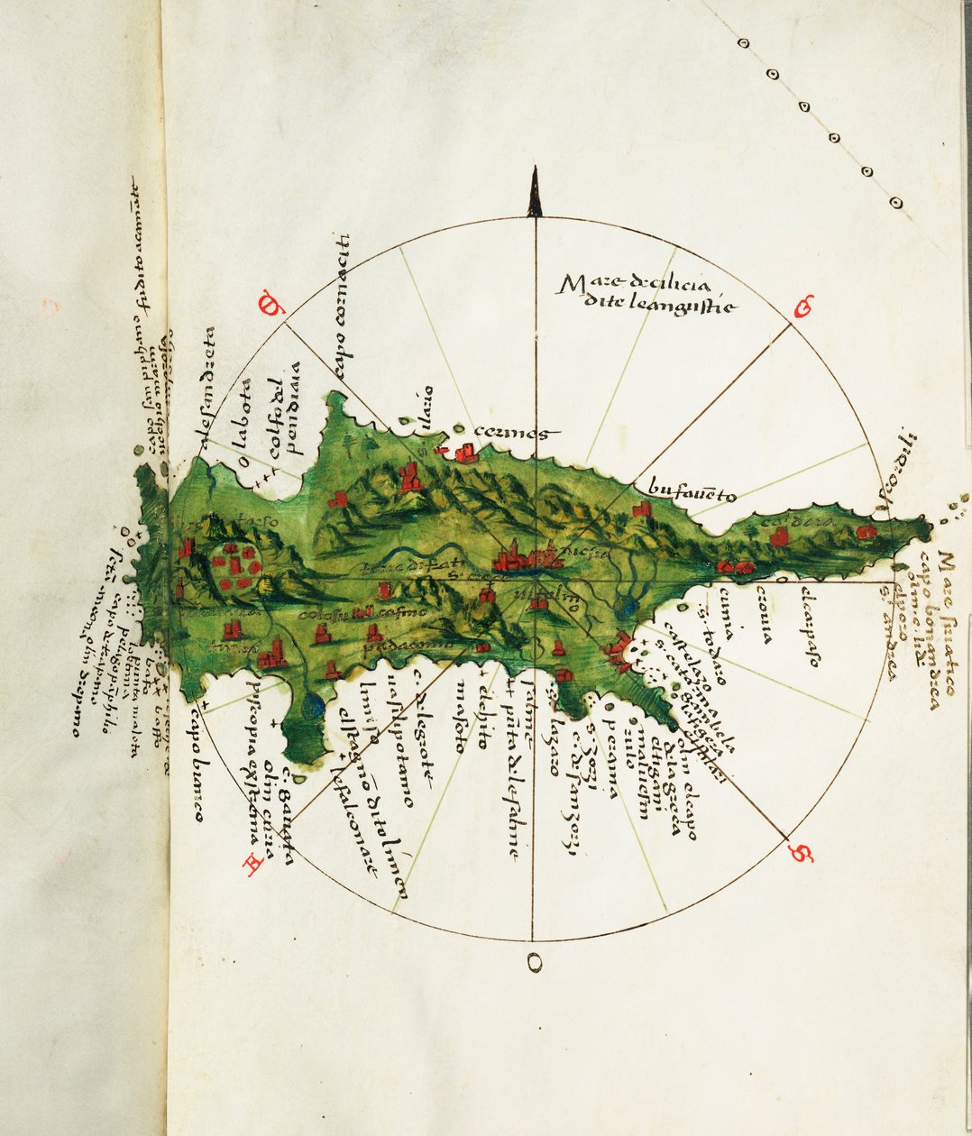 Kyproksen kartta, noin 1485 (pergamentti) tekijältä Bartolomeo da li Sonetti