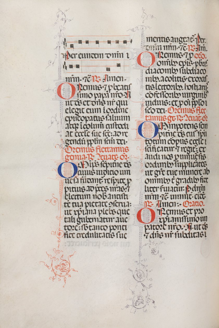 Missale: Fol. 146v: Musiikkia erilaisiin rukouksiin..., 1469. tekijältä Bartolommeo Caporali