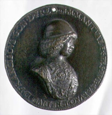 Muotokuvamitali, joka kuvaa Francesco Gonzaga II:ta (1466-1519) (pronssi) (kääntöpuoli, katso 96846) tekijältä Bartolommeo Melioli