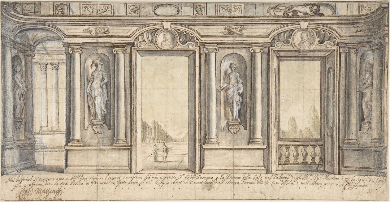 Suunnitelma maalattua seinäkoristetta varten Palazzo Massimo all