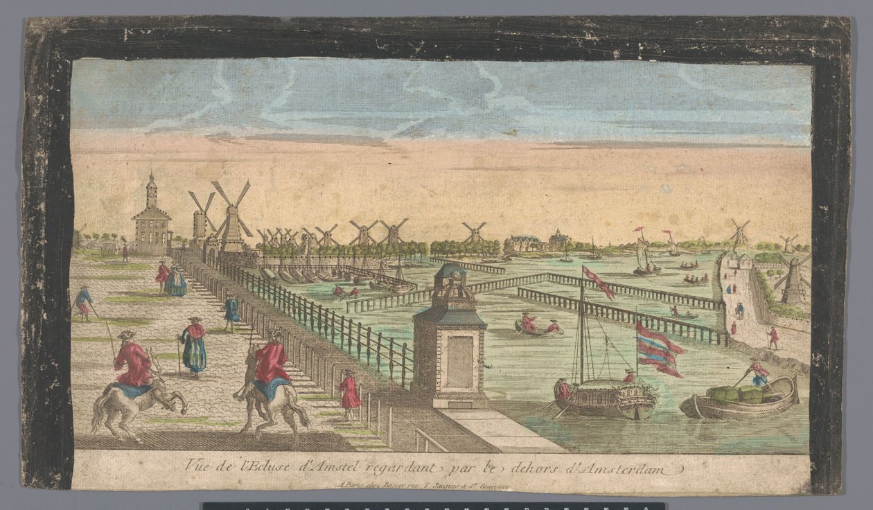 Gezicht op de Hogesluis naar de Buiten-Amstel, de Amsteldijk en de molens aan de Zaagmolensloot te Amsterdam Vue de l