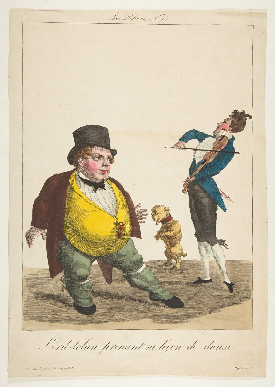 Lord-tolan käy tanssitunnilla, The Passions, nro 7, 1800-luku. tekijältä Basset
