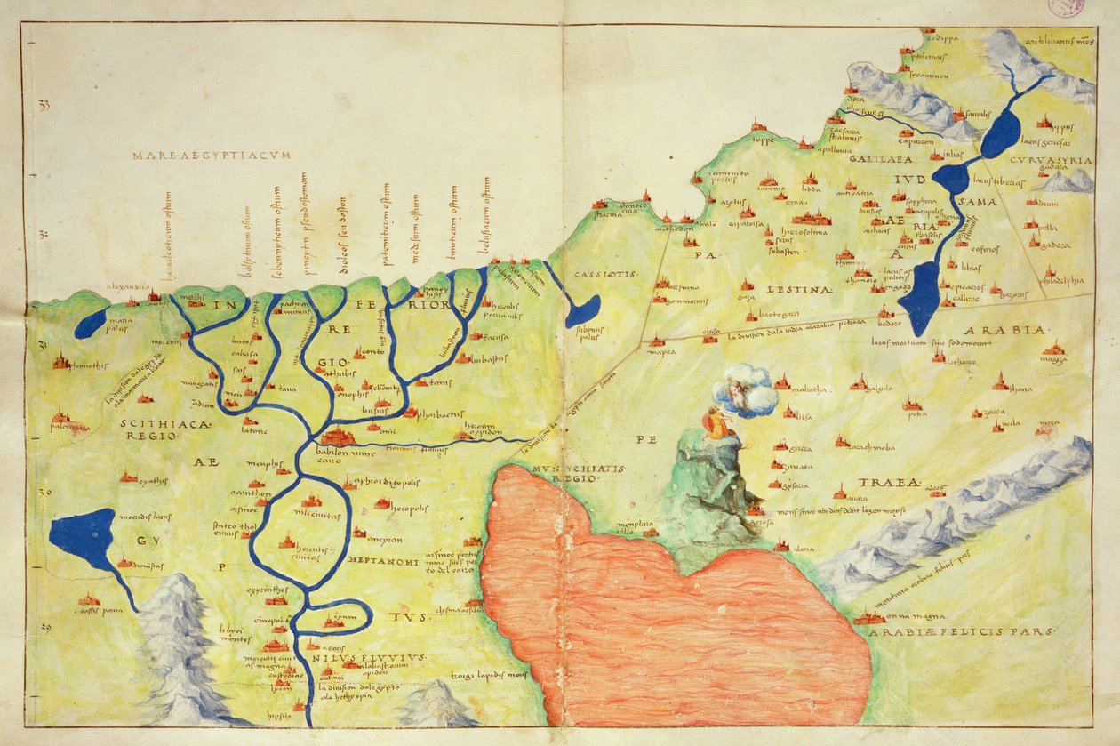 Lähi-itä, Atlas of the World in 33 Maps, Venetsia, 1. syyskuuta 1553 (muste vellum) (katso myös 330964) tekijältä Battista Agnese
