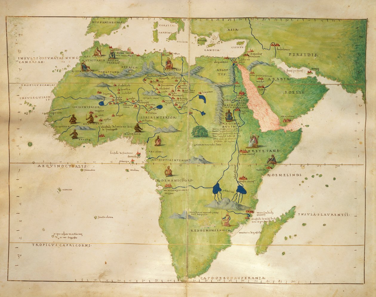 Afrikka, Battista Agnesen merikarttojen atlas, 30. lokakuuta 1554 tekijältä Battista Agnese