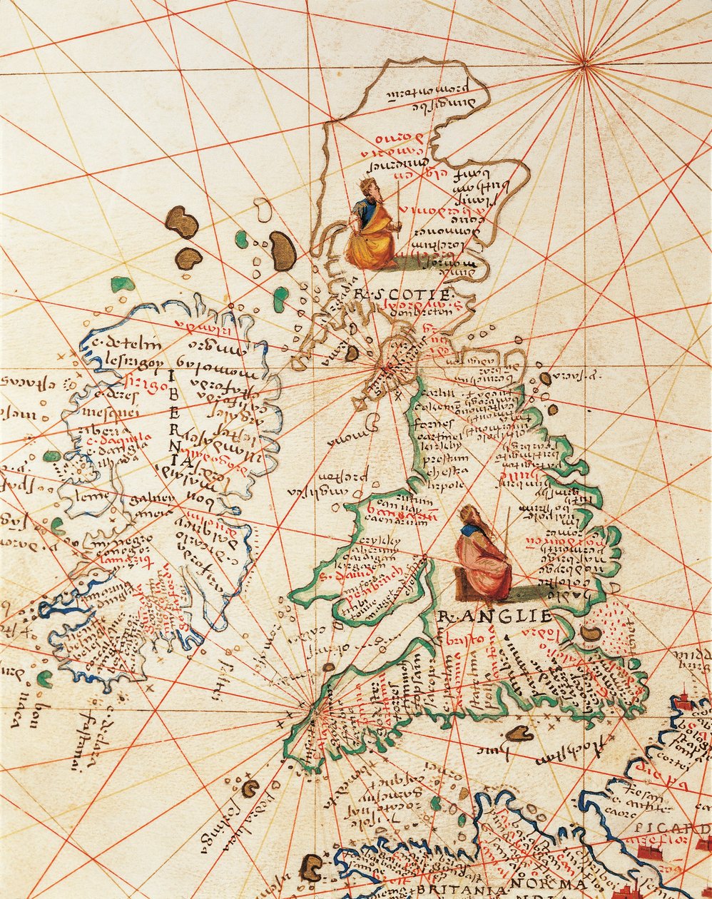 Eurooppa: Iso-Britannia ja Irlanti, Atlas of the World 33:ssa kartassa, kirjoittaja Battista Agnese tekijältä Battista Agnese