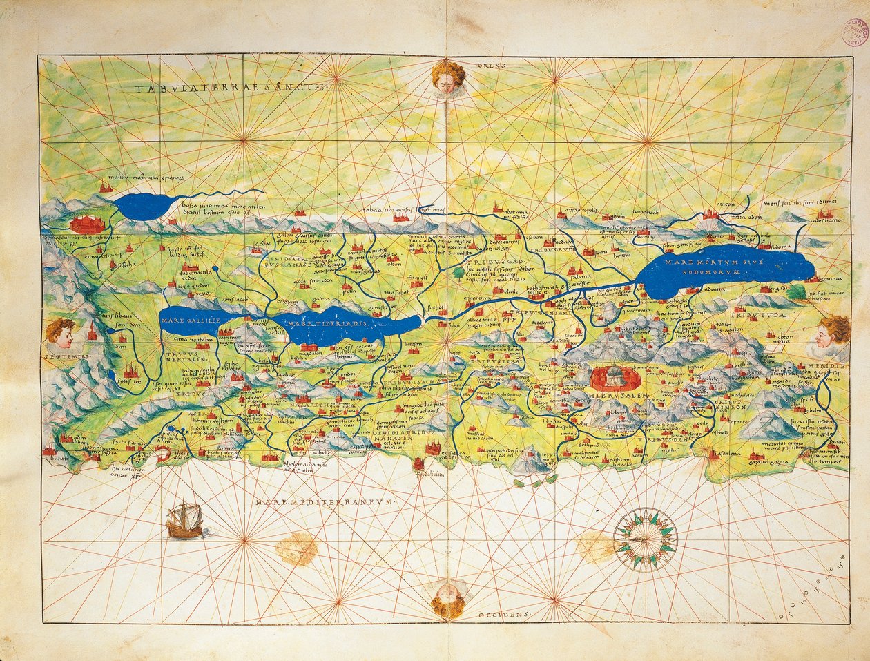 Pyhä maa, Israel ja Palestiina, Atlas of the World kolmessakymmenessä kolmessa kartassa, kirjoittaja Battista Agnese tekijältä Battista Agnese