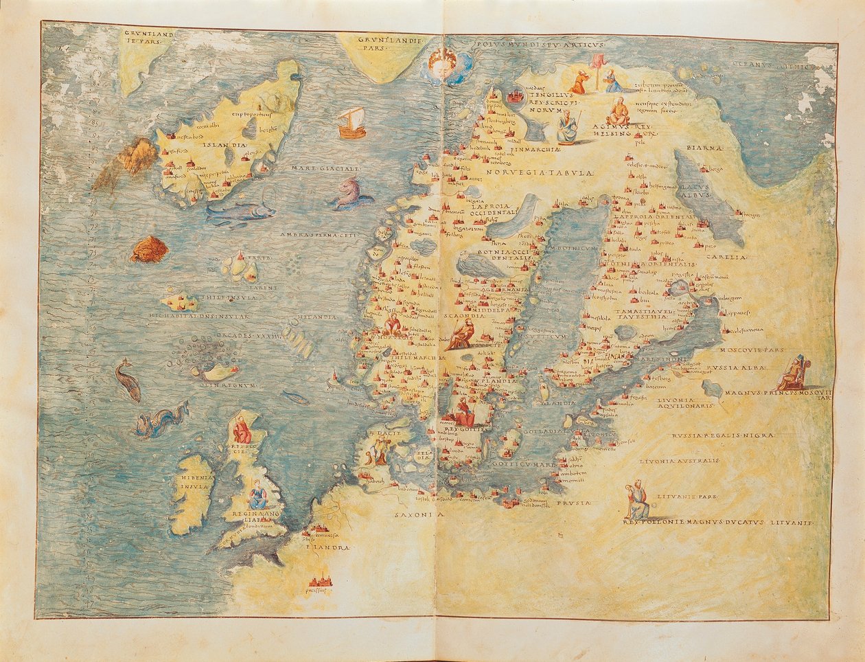 Pohjois-Euroopan kartta Battista Agnesen Portolan Atlasista tekijältä Battista Agnese