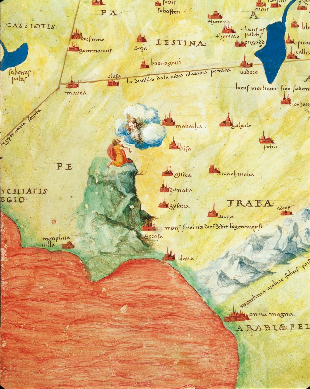 Niilin joen suisto, Punainen meri ja Siinain vuori, Atlas of the World kolmessakymmenessäkolmessa kartassa, kirjoittaja Battista Agnese tekijältä Battista Agnese