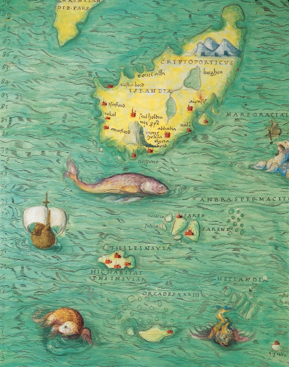 Pohjois-Eurooppa: Islanti, Atlas of the World 33:ssa kartassa, kirjoittaja Battista Agnese tekijältä Battista Agnese