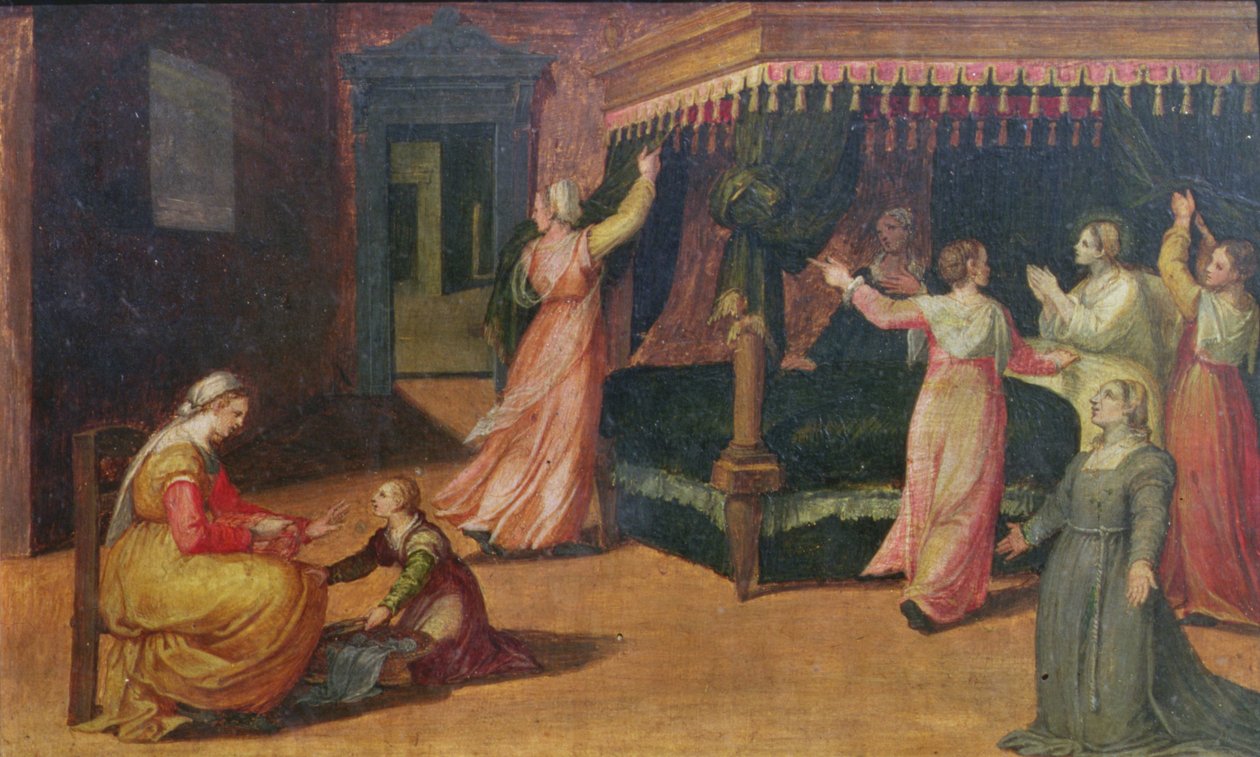 Pyhän Hildegardin visio (1098-1179) (paneeli) tekijältä Battista Dossi