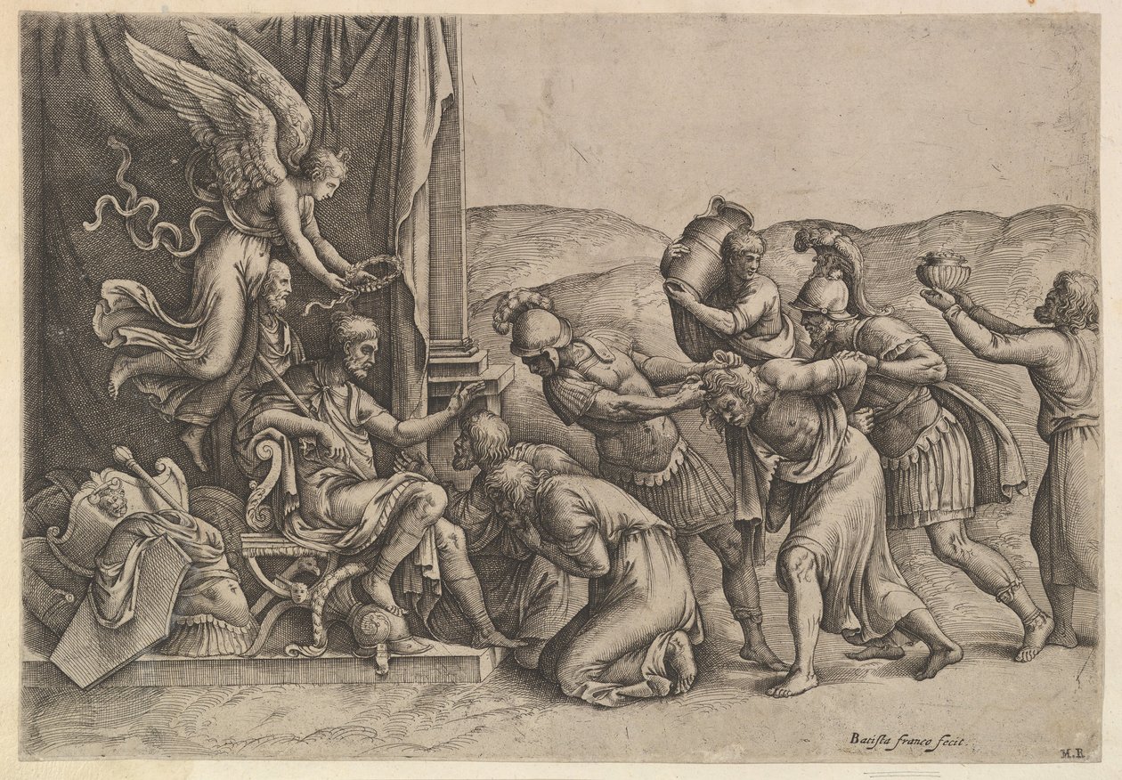 Scipio myöntää armahduksen vangeille, 1530-61. tekijältä Battista Franco Veneziano