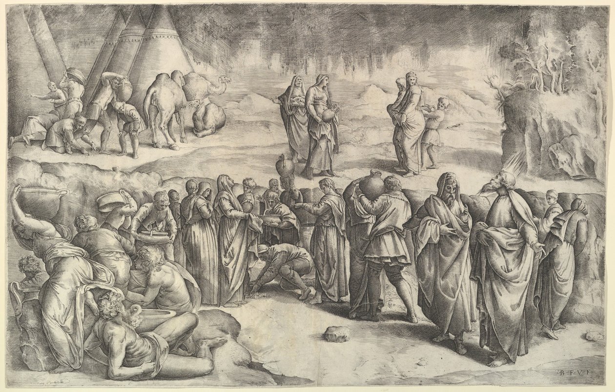 Els israelites recollint mannà, ca. 1547. finlandès tekijältä Battista Franco Veneziano