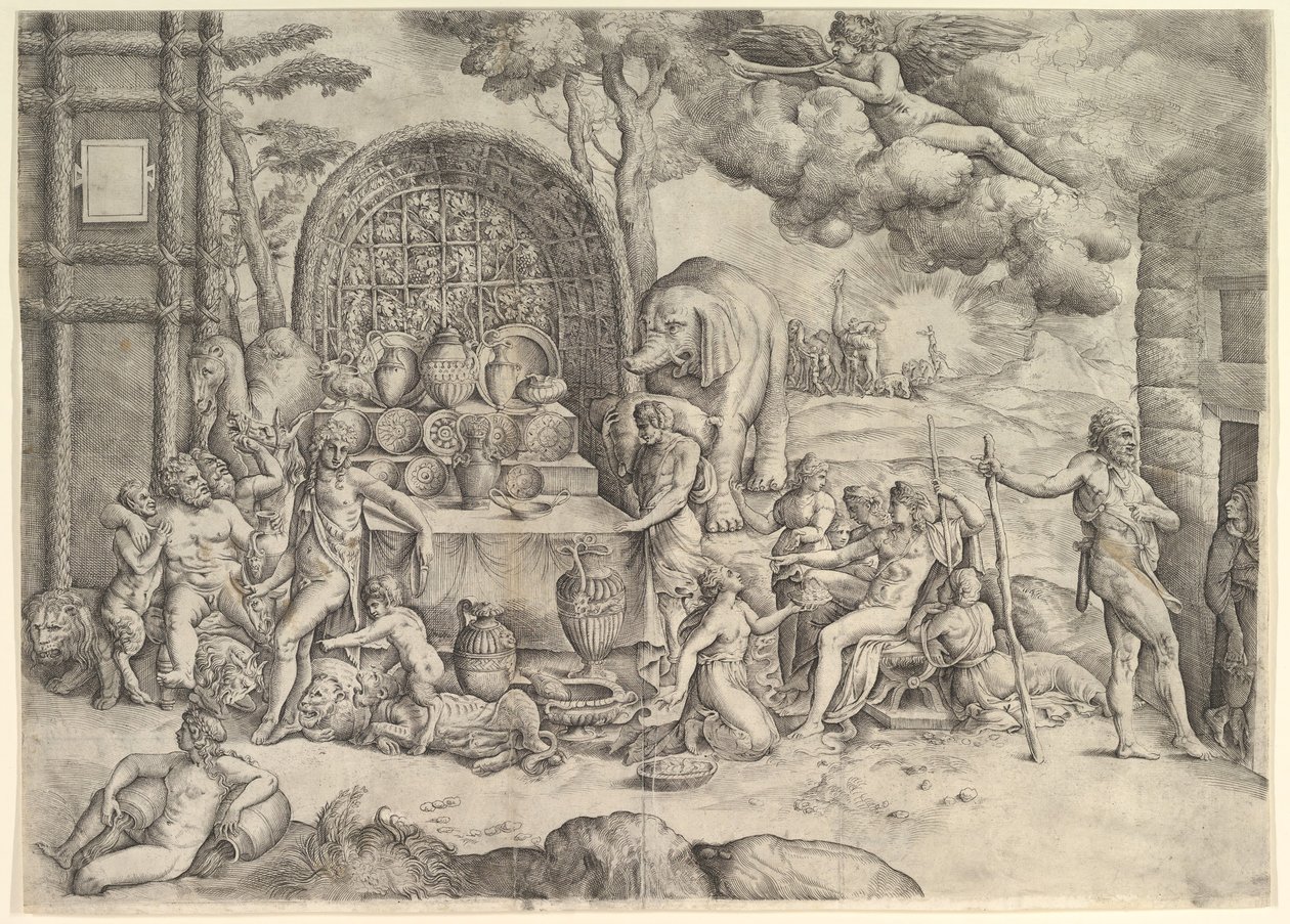Amorin ja psyyken häät oikea paneeli, n. 1530-61. tekijältä Battista Franco Veneziano