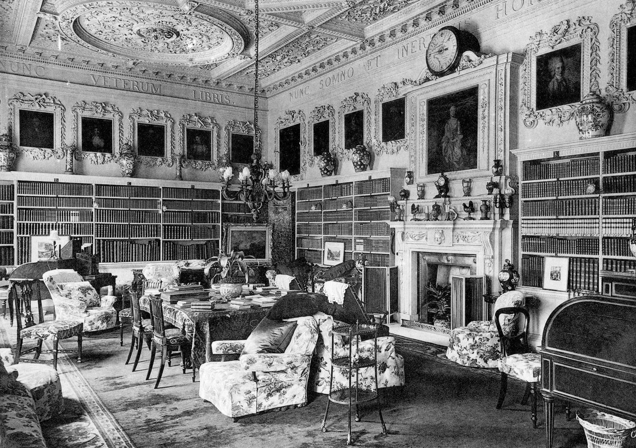 Kirjasto, Chesterfield House, 1908. tekijältä Bedford Lemere and Company
