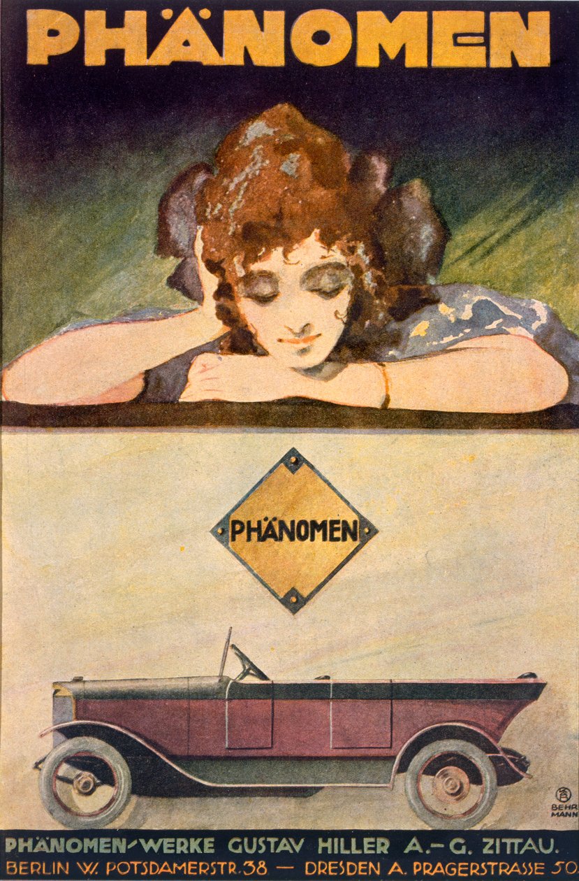 Phanmen-auton mainos, 1907-27 tekijältä Behrmann