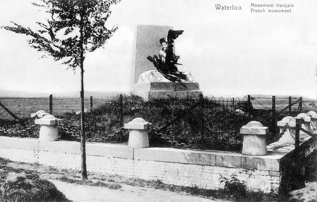 Ranskalainen Waterloon taistelun muistomerkki, muistopostikortti, n. 1912 (valokuva) tekijältä Belgian Photographer