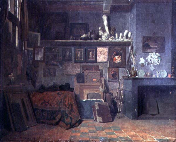 Taiteilijan studion sisustus, n. 1870 (öljy kankaalle) tekijältä Belgian School