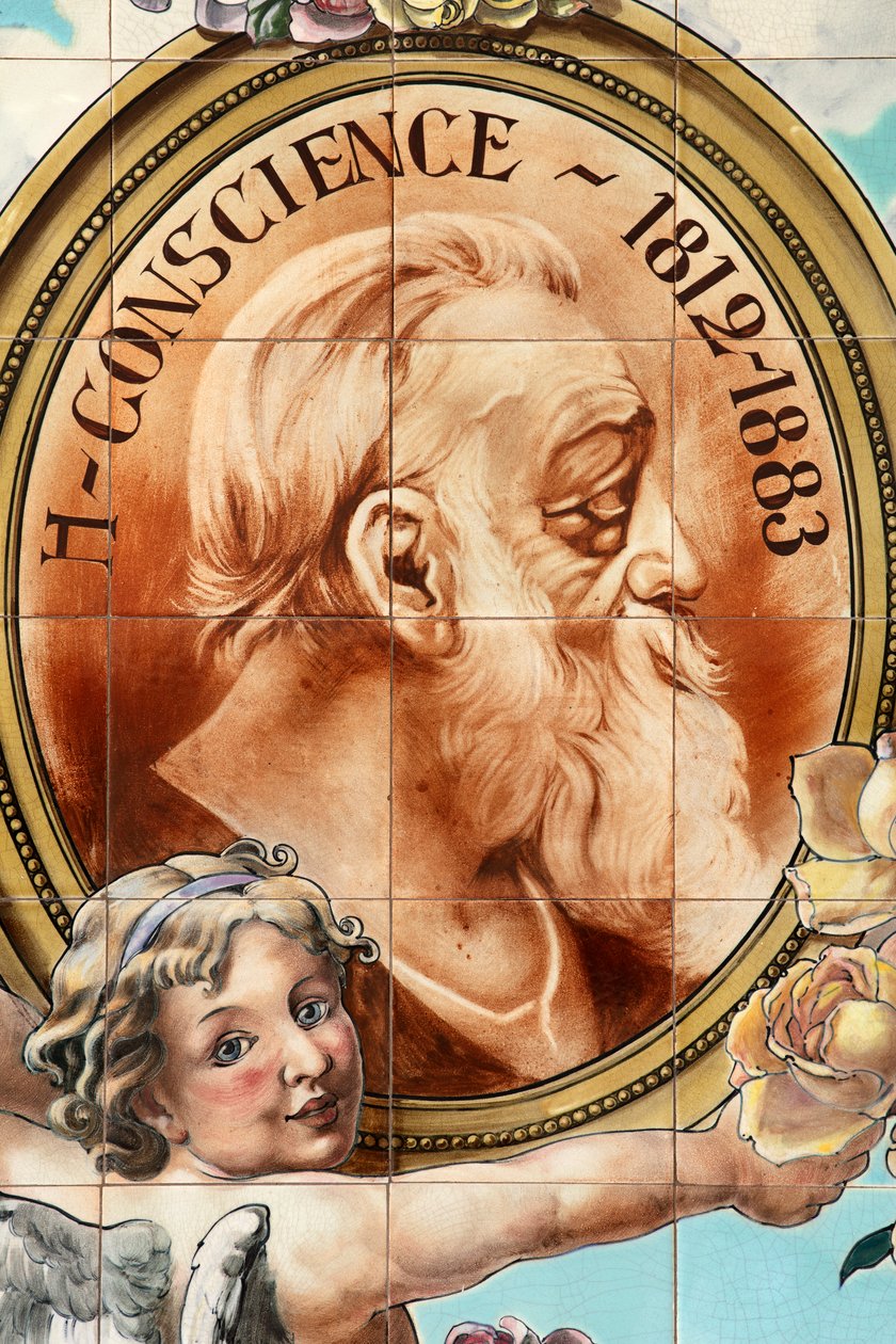Baarin sisustus ("Local Unique" -kahvila). Keraaminen paneeli. Helman Ceramics Brysselissä. tekijältä Belgian School