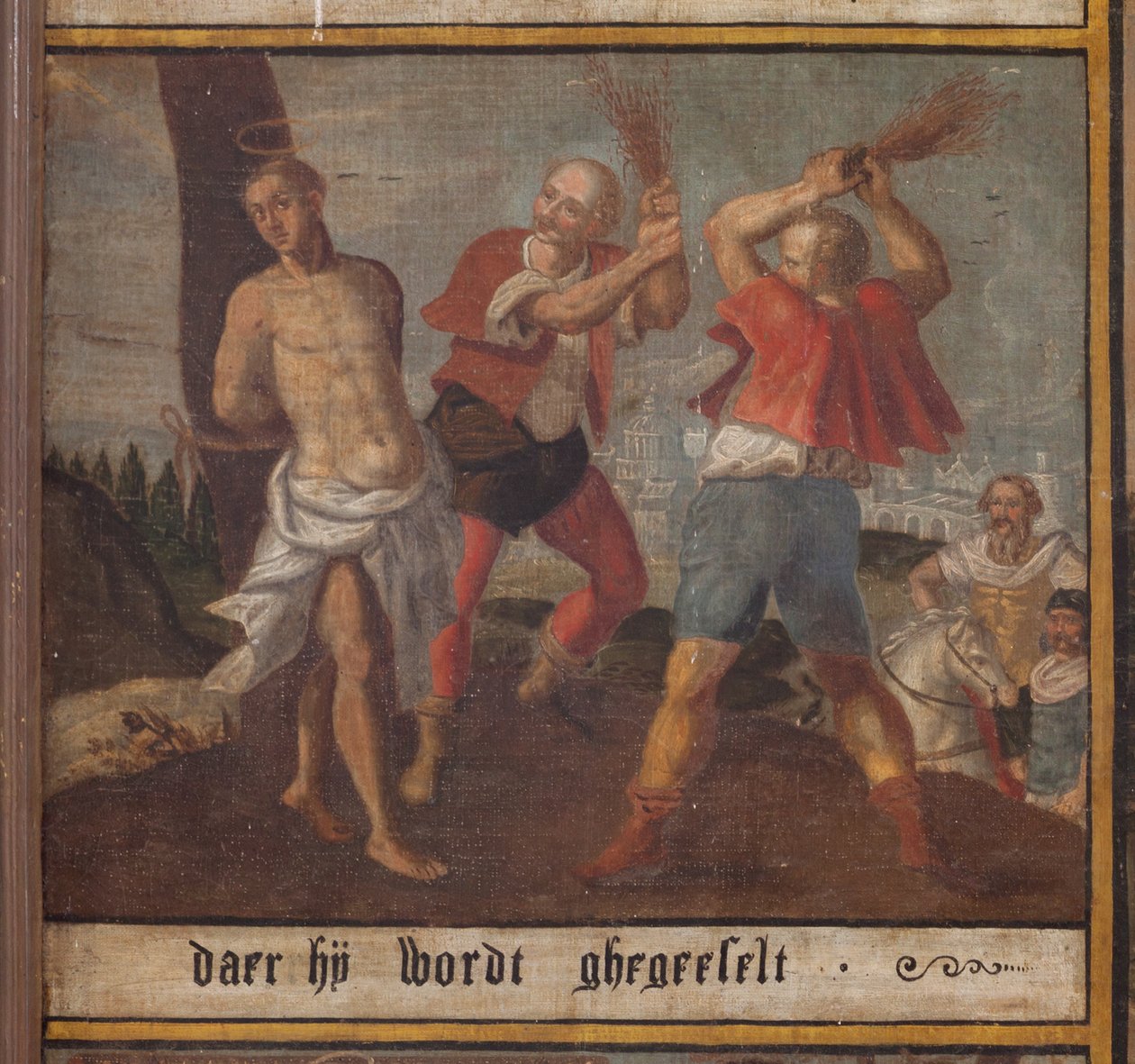 Maarke. Kappeli (Sint-Vincentiuskapel). sisätilat. Maalaus. Saint Vincentin marttyyri. 1800-luvulla. Yksityiskohta. tekijältä Belgian School