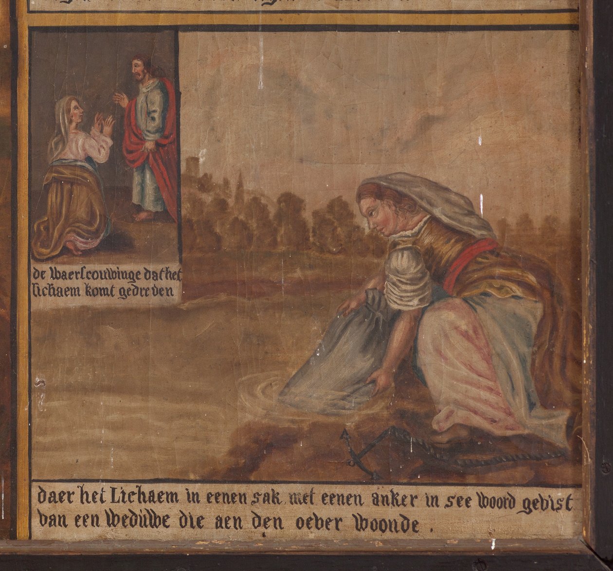Maarke. Kappeli (Sint-Vincentiuskapel). sisätilat. Maalaus. Saint Vincentin marttyyri. 1800-luvulla. Yksityiskohta. tekijältä Belgian School