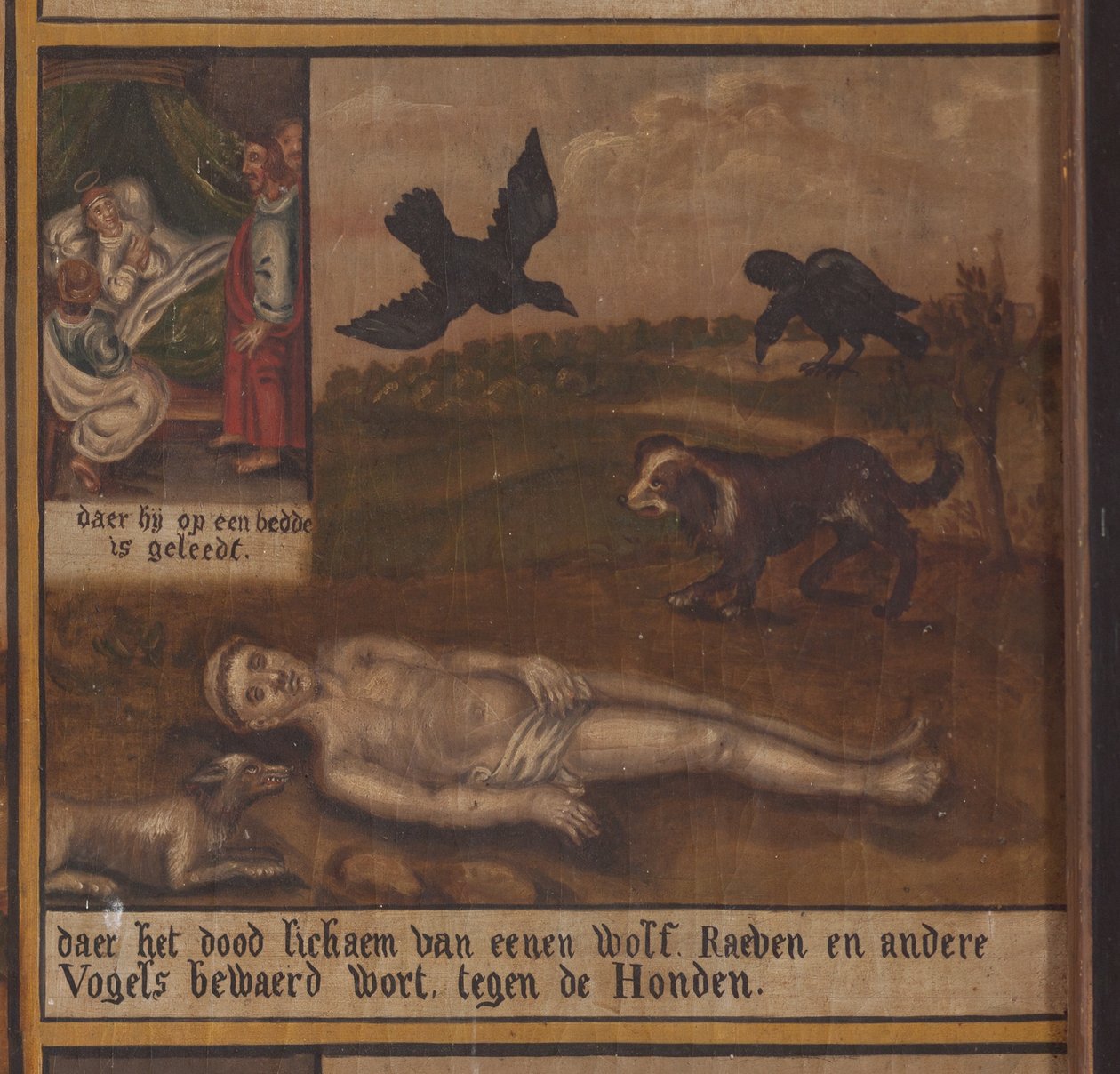 Maarke. Kappeli (Sint-Vincentiuskapel). sisätilat. Maalaus. Saint Vincentin marttyyri. 1800-luvulla. Yksityiskohta. tekijältä Belgian School