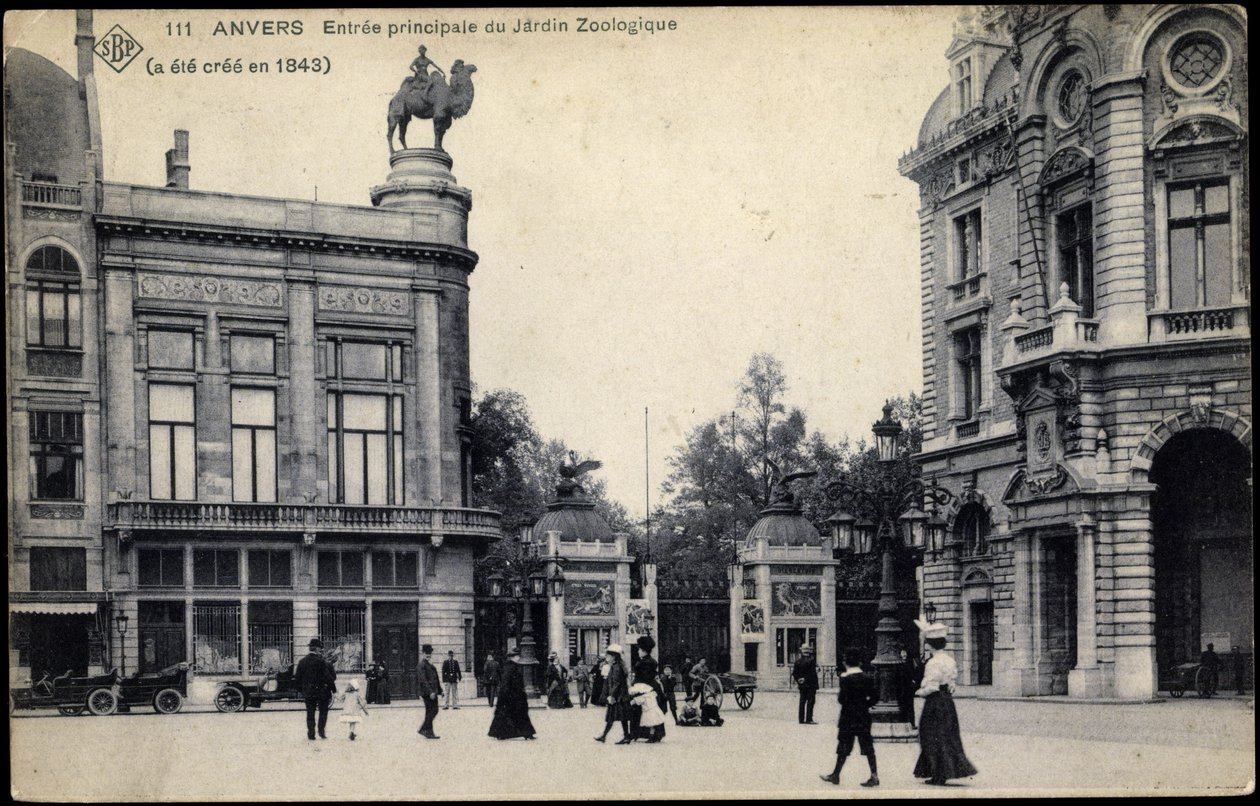 Antwerpenin eläintarhan pääsisäänkäynti, n. 1911 tekijältä Belgian School
