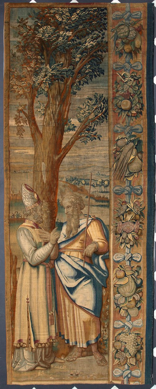 Moise et Jethro Dionys Martenszin tekemä kuvakudos Luca Cambiason (1527-1584) kartonkien mukaan ja valmistettu Brysselin manufaktuurissa 1561-1564 Dim. 390x585,5 cm Genes, Musei di Strada Nuova. tekijältä Belgian School
