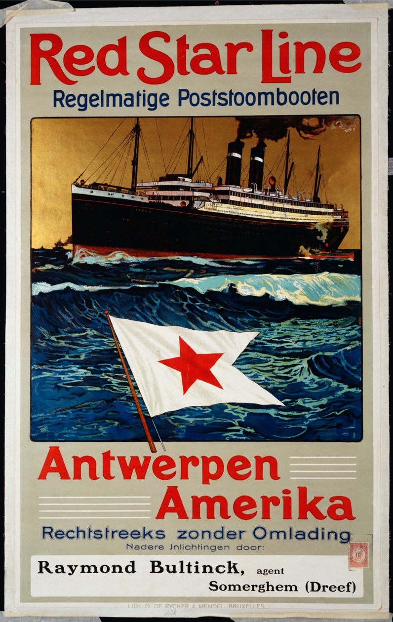 Red Star Line, Antwerpen America, n. 1899 tekijältä Belgian School