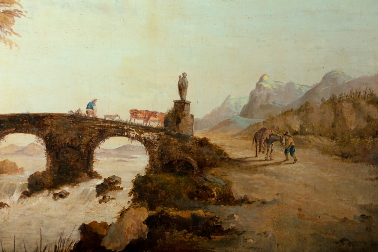 Takana toinen takahuone, kokoushuone, seinämaalauksia maalaistyylisillä maalauksilla, luultavasti vuodelta 1810, kohtaus 1 tekijältä Belgian School