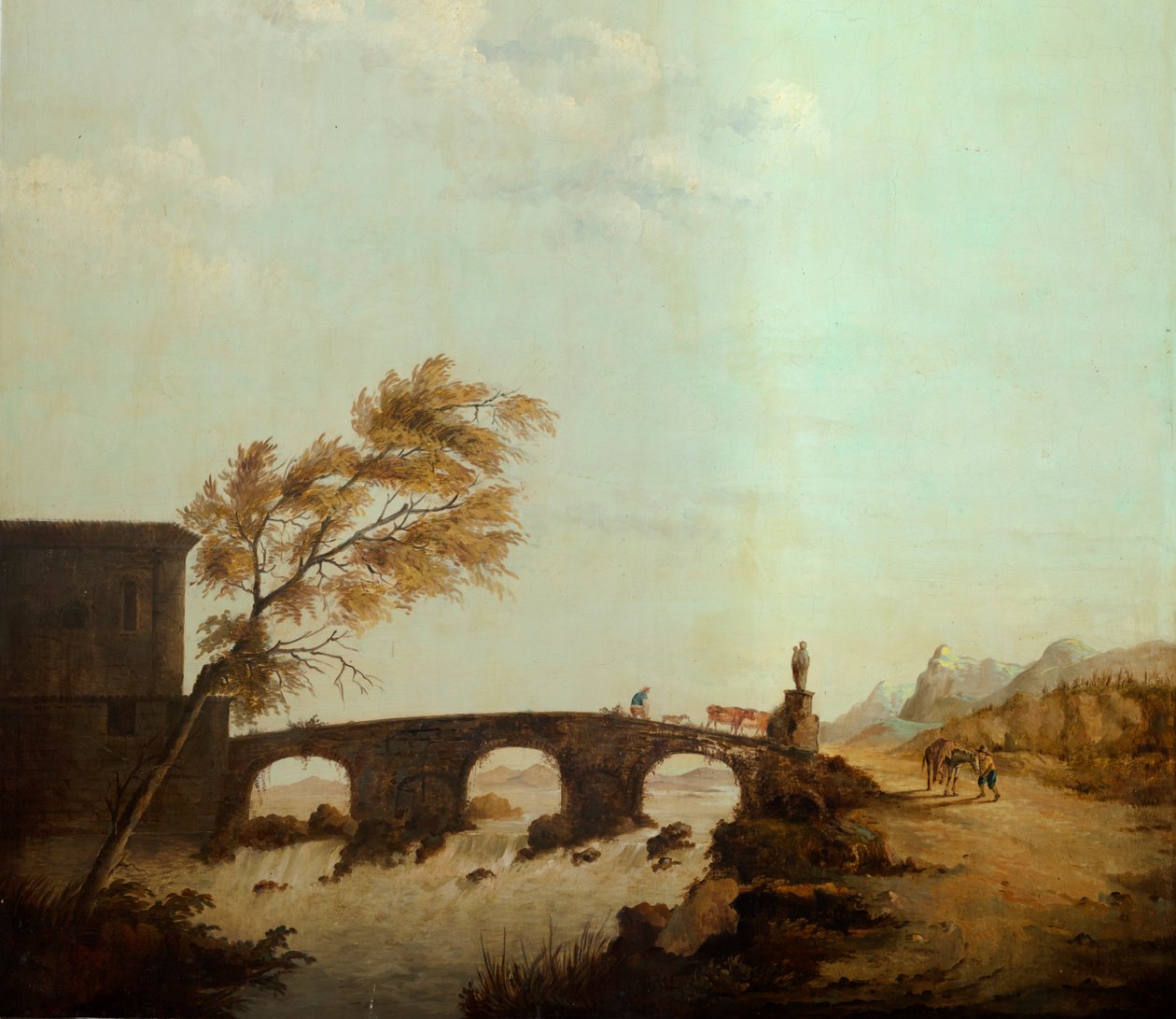 Takana toinen takahuone, kokoushuone, seinämaalauksia maalaistyylisillä maalauksilla, luultavasti vuodelta 1810, kohtaus 1 tekijältä Belgian School