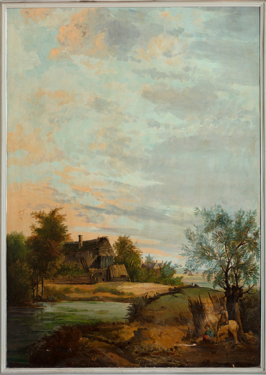 Toinen takahuone takana, kokoushuone, seinämaalauksia maalaiskohtauksilla klassiseen tyyliin, luultavasti vuodelta 1810, kohtaus 7 tekijältä Belgian School