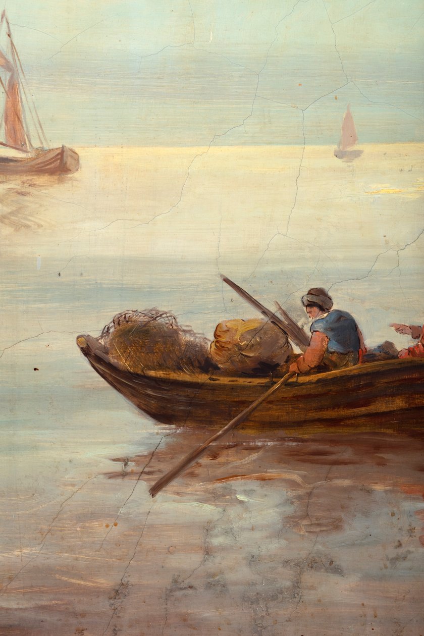 Takana toinen takahuone, kokoushuone, seinämaalauksia maalaiskohtauksilla klassiseen tyyliin, luultavasti vuodelta 1810, kohtaus 3 tekijältä Belgian School