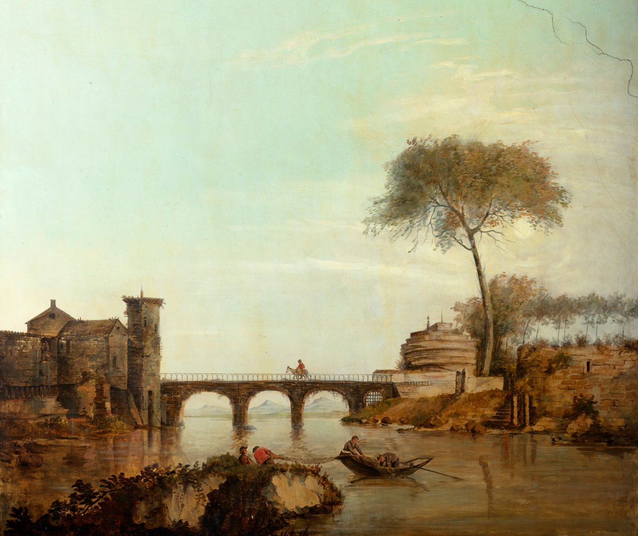 Toinen takahuone takana, kokoushuone, seinämaalauksia maalaiskohtauksilla klassiseen tyyliin, luultavasti vuodelta 1810, kohtaus 2 tekijältä Belgian School