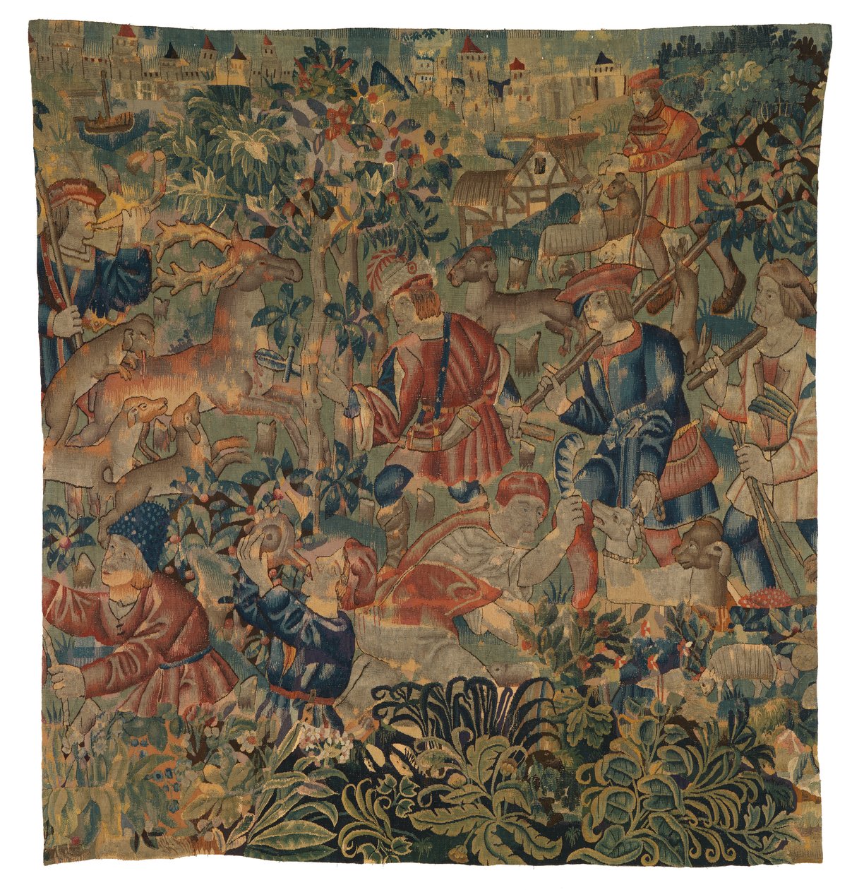 Metsästyskohtauksia kuvaava kuvakudos, mahdollisesti Tournaista, n. 1500 (villa) tekijältä Belgian School